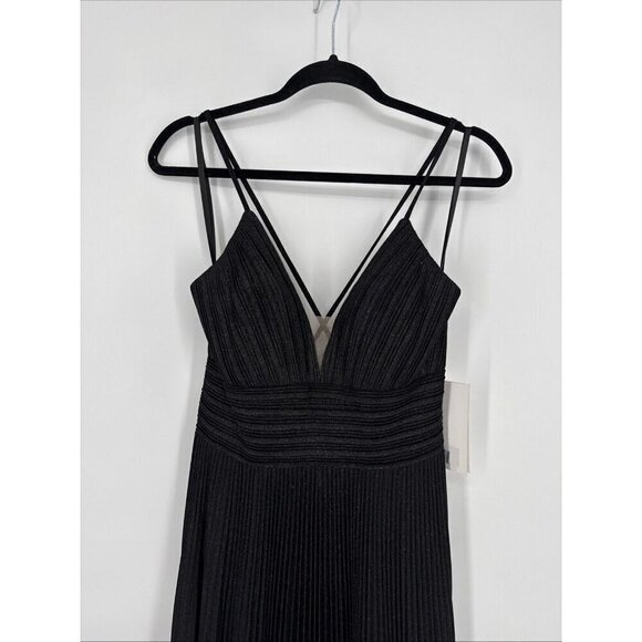 Mac Duggal Size 4 Black Shimmer Pleated V-neck Formal Long Gown Dress 30725 New - Picture 7 of 12